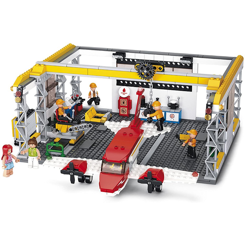 Lego-Bộ lắp ráp trạm bảo dưỡng máy bay SLUBAN M38-B0372, 596 miếng ghép