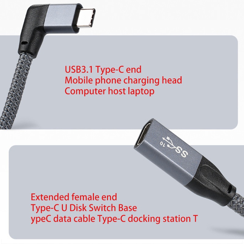 Dây cáp nối dài 100W PD 5A USB3.1 Type-C 4K 60Hz 10Gbps USB-C Gen 2 dài 1M thích hợp cho Macbook