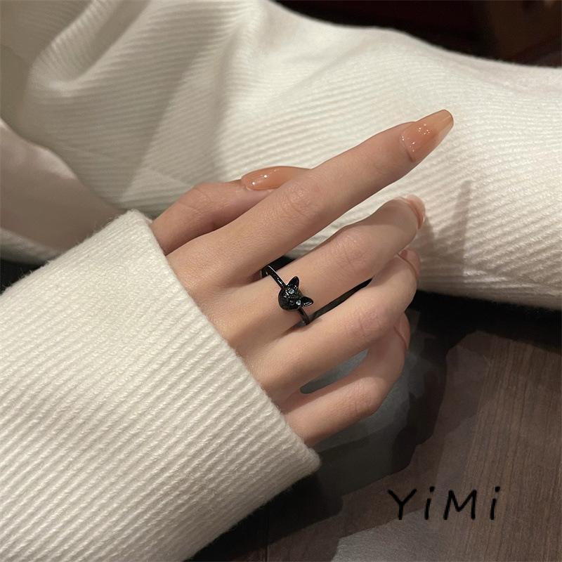 Nhẫn Hình Mèo Đen Phong Cách Hàn Quốc Dành Cho Nữ