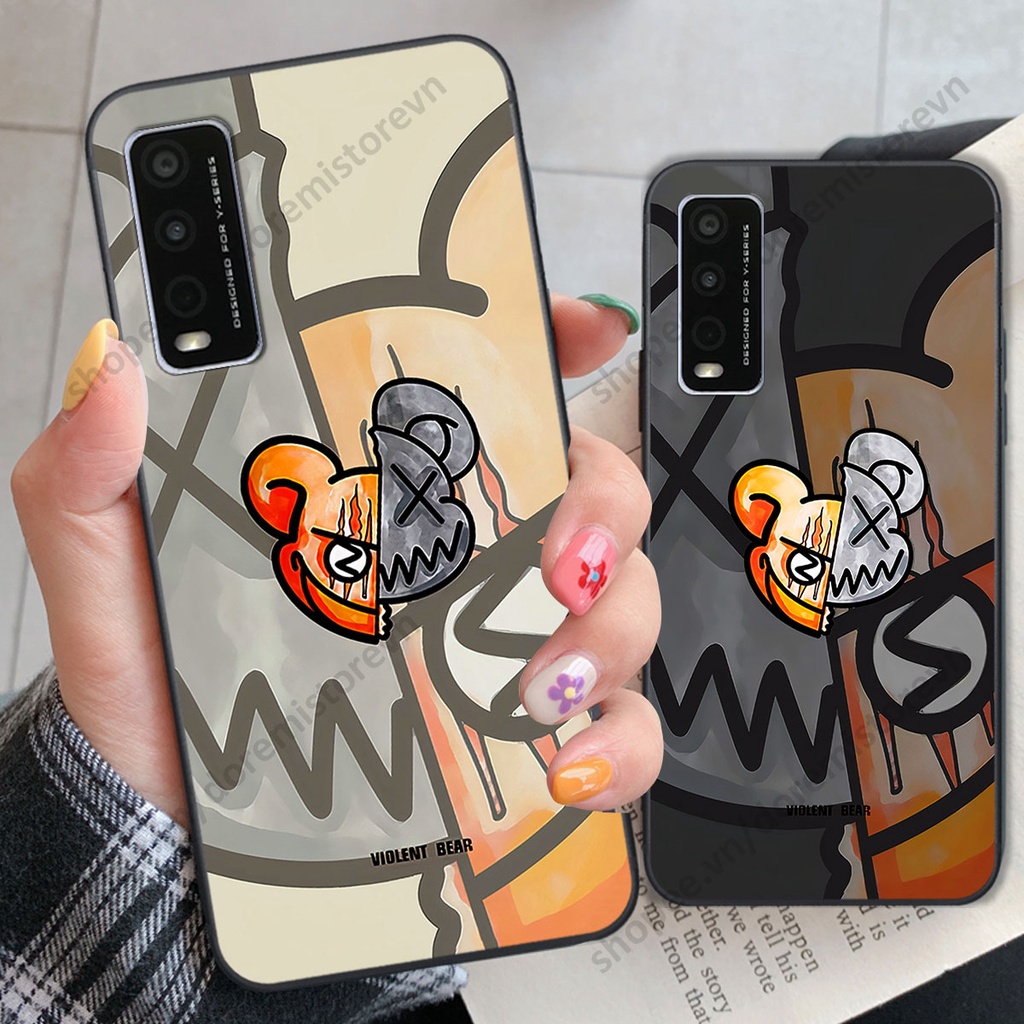 Ốp lưng Vivo Y20 hình kaws, kith, bear brick nổi 3D phong cách độc đáo