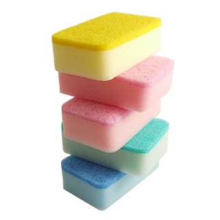 VN  Shopping Home Kitchen Dish Bowl Cleaning Two Texture Spongege Pad 5 Pcs