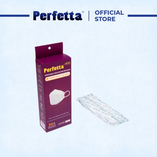 Combo 5 Hộp Khẩu trang 3 lớp Perfetta KF94 Trắng/Đen (20 Cái/Hộp)
