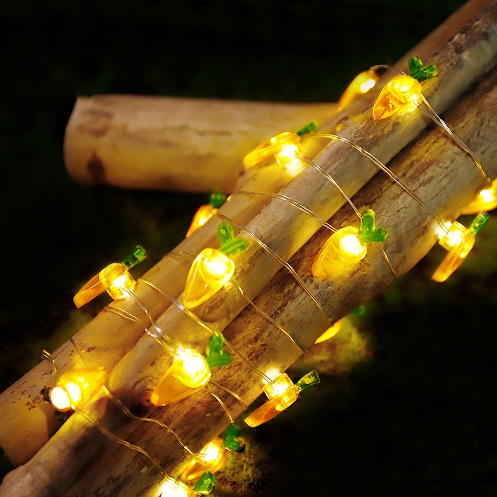 Dây đèn trang trí 20 LED hình củ cà rốt hoạt hình đáng yêu dành cho phòng ngủ trẻ em