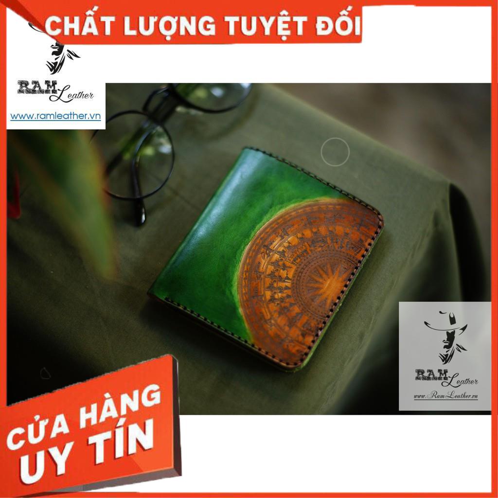 VÍ RAM DÁNG ĐỨNG TRỐNG ĐỒNG DA BÒ THẬT XANH LÁ-CHÍNH HÃNG RAM LEATHER +