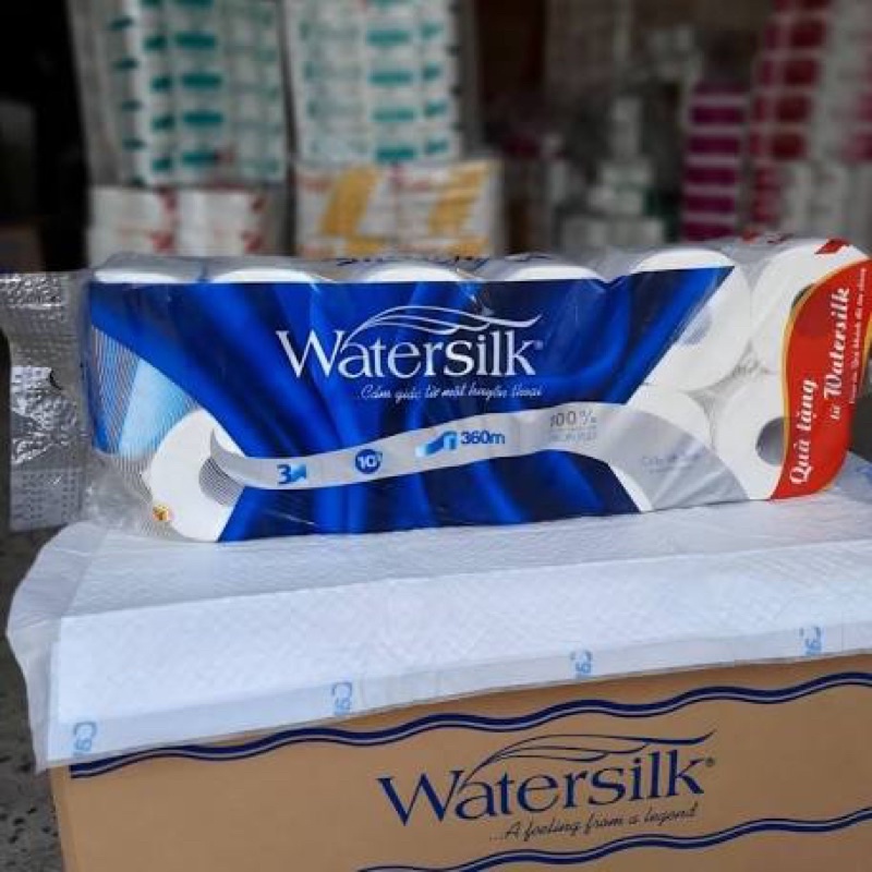 WATERSILK 10 CUỘN 3 LỚP CÓ LÕI( tặng 1 gói rút ngắn watersilk)