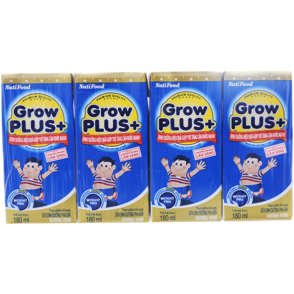 Sữa bột pha sẵn Grow Plus+ 180ml (4 hộp) Giúp trẻ tăng cân khỏe mạnh.