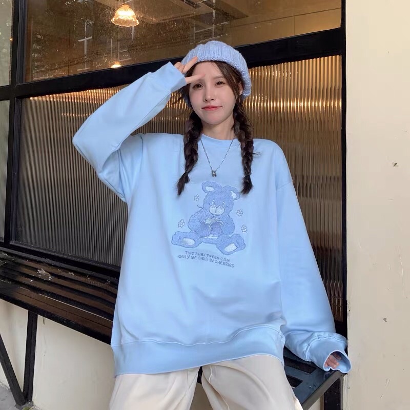 Áo sweater Nam Nữ form rộng, hình thêu, Chất Nỉ da cá dày dặn- Hàng QC | BigBuy360 - bigbuy360.vn