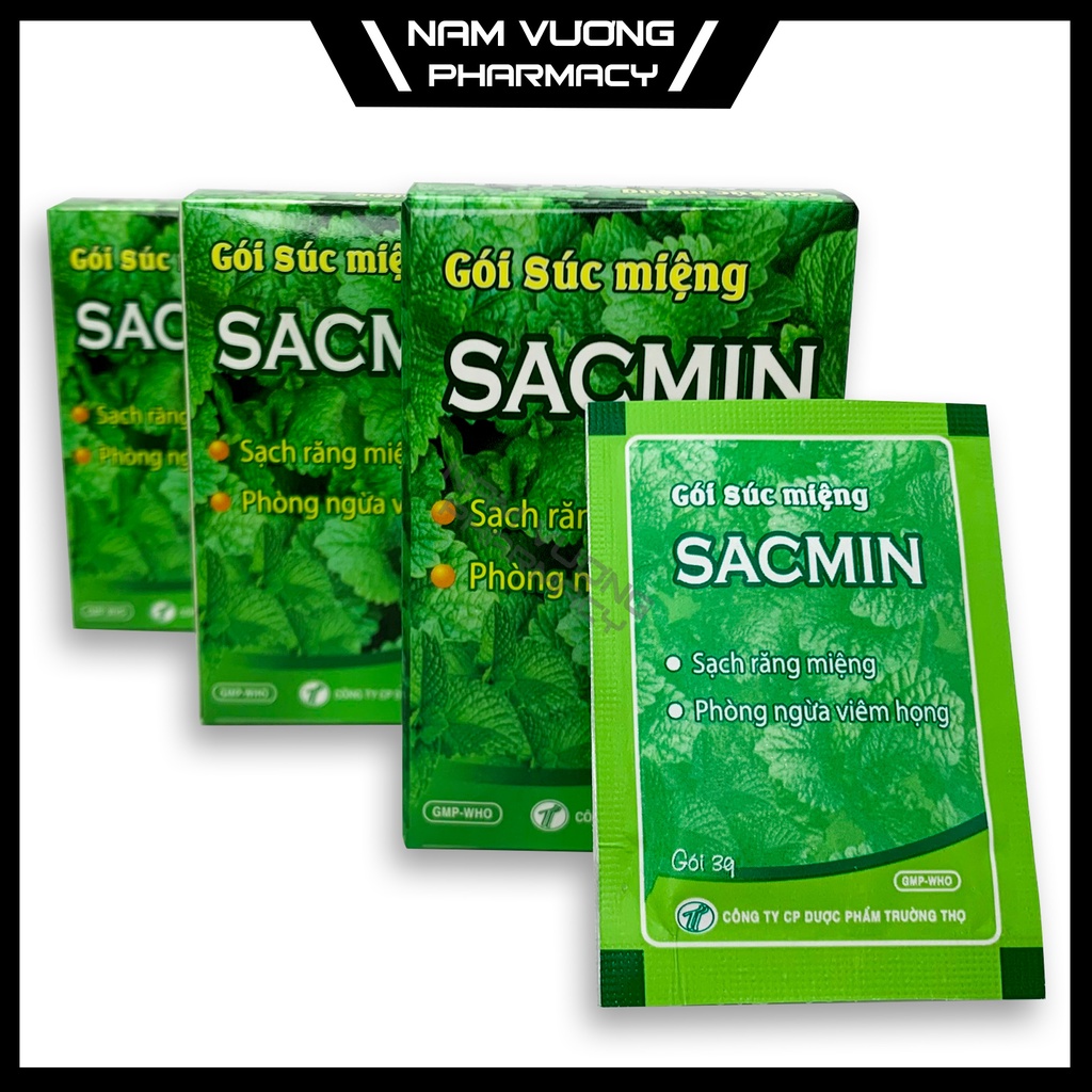 Gói súc miệng Sacmin - Vệ sinh răng miệng, Súc miệng nước muối sạch khuẩn cho bé hương thơm mát - Hộp 12 gói*3g