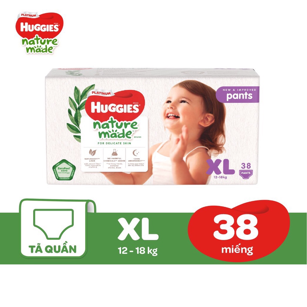 Tã Quần Huggies Platinum Nature Made M58/L44/XL38/XXL26.....
