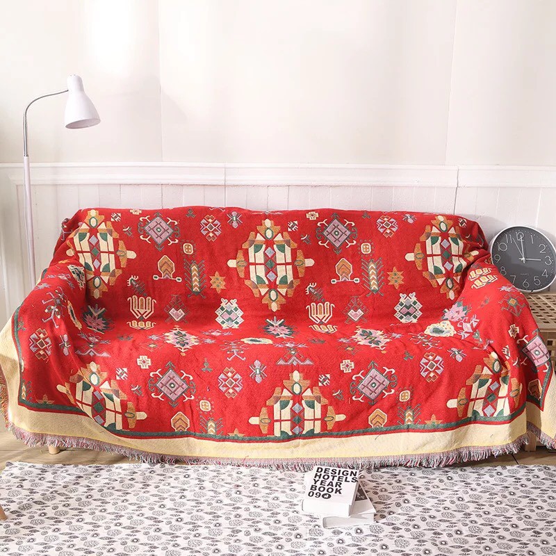 Thảm Sofa họa tiết Noel, Khăn phủ vintage 1m8x2m3
