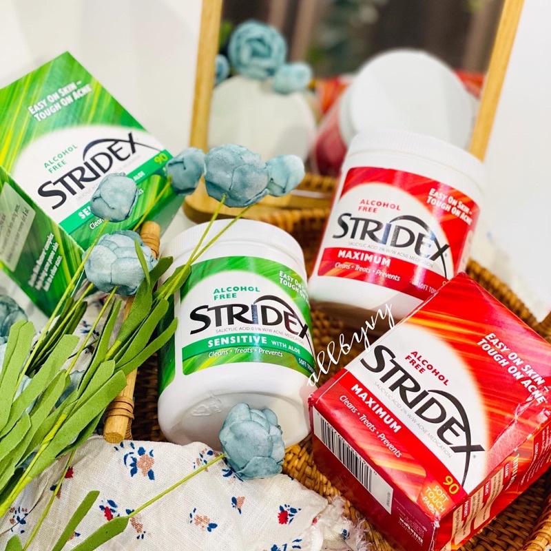 Allbyvy | Miếng Lau Hỗ Trợ Giảm Mụn Stridex hộp 90 miếng