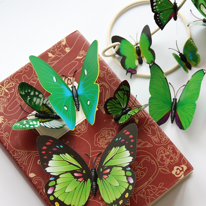 Set 12 Bươm Bướm 3D Nhân Tạo Dán Trang Trí Tủ Lạnh Đẹp Mắt