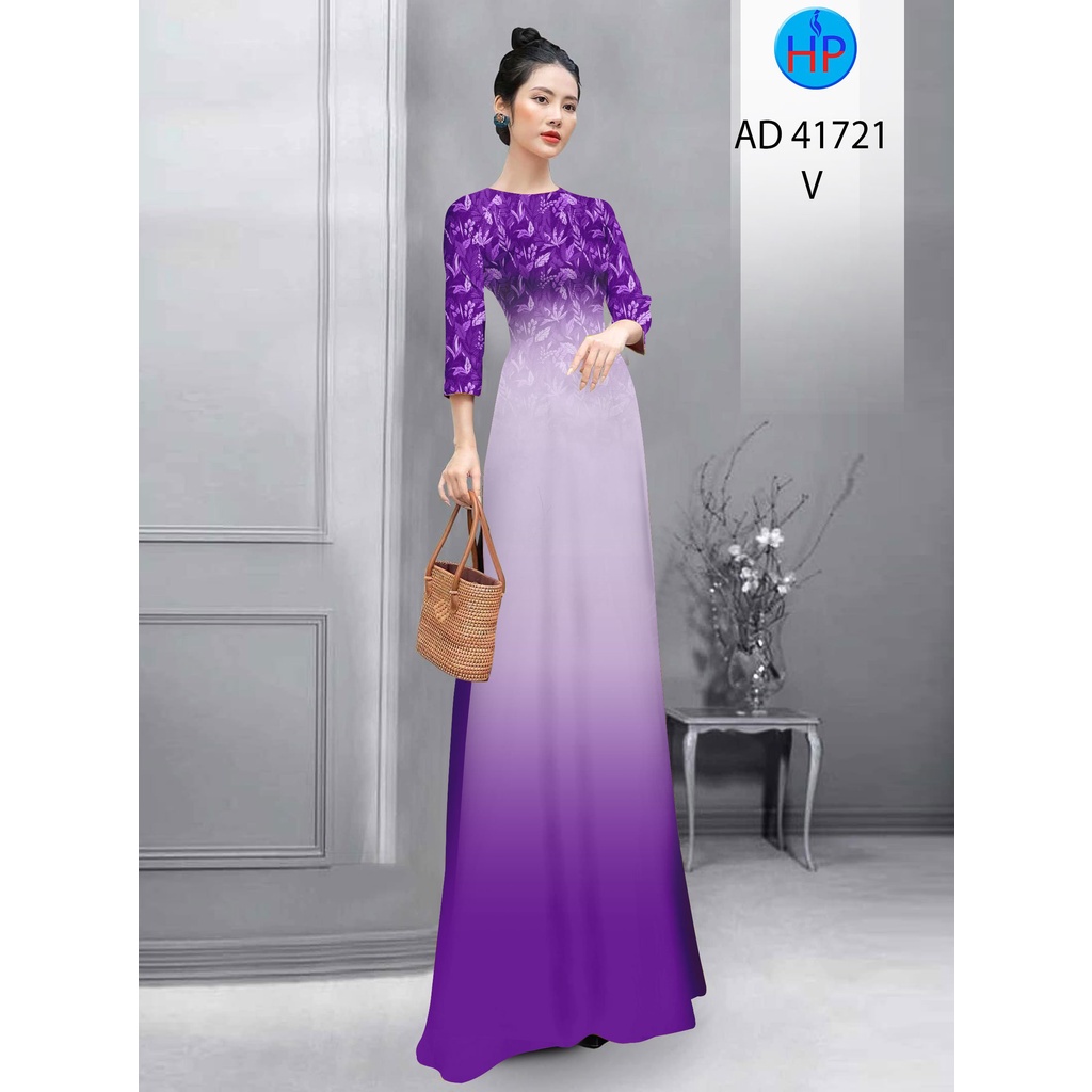 Vải áo dài loang màu phối lá (AD 41721), chất lụa ruby bóng nhẹ, sang trọng, mềm, mượt, mịn, mát, co giãn nhẹ bề ngang.