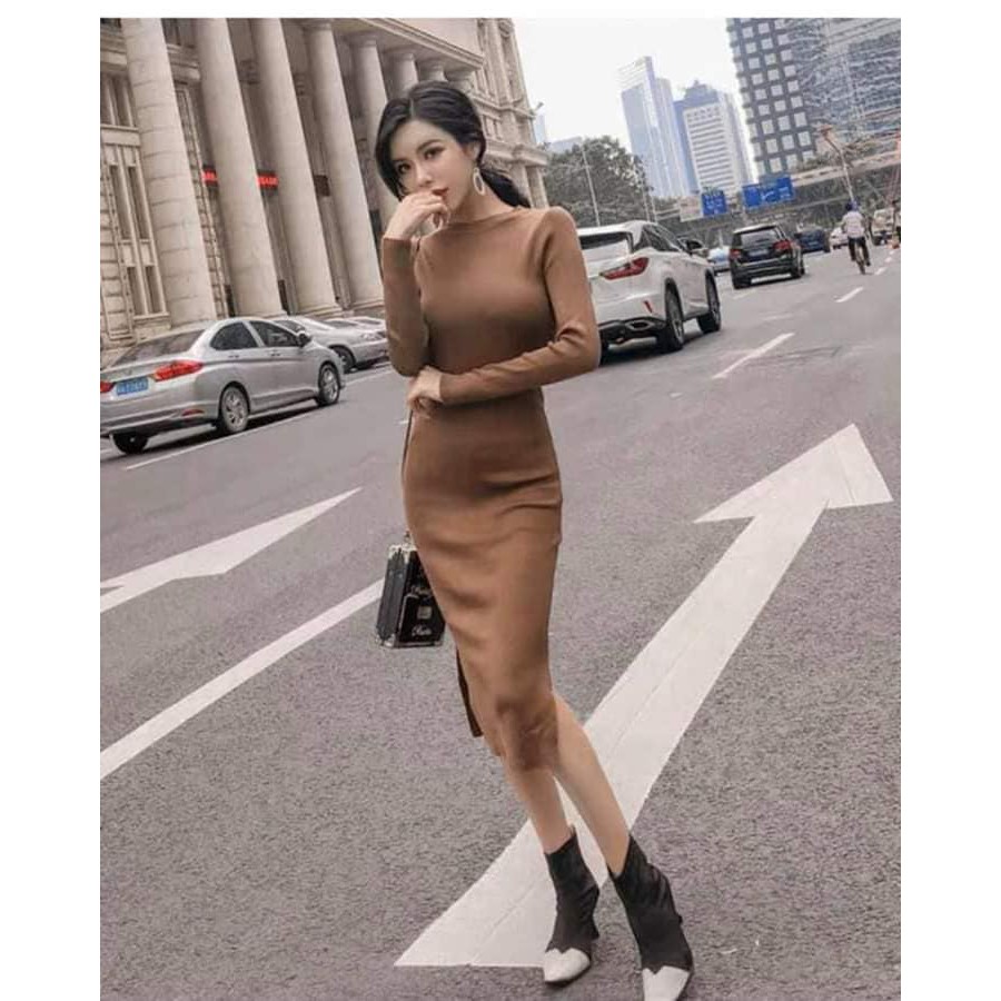 Váy body dài tay len tăm | BigBuy360 - bigbuy360.vn
