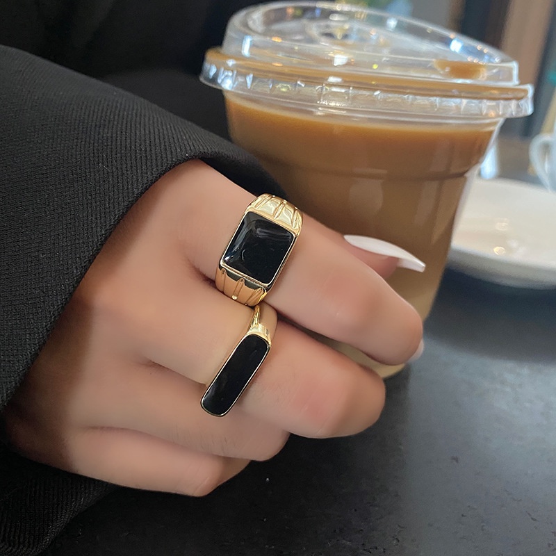 Nhẫn Bản Rộng Màu Vàng Đồng Phong Cách Hip Hop Punk Sáng Tạo Thời Trang Cho Nam Và Nữ