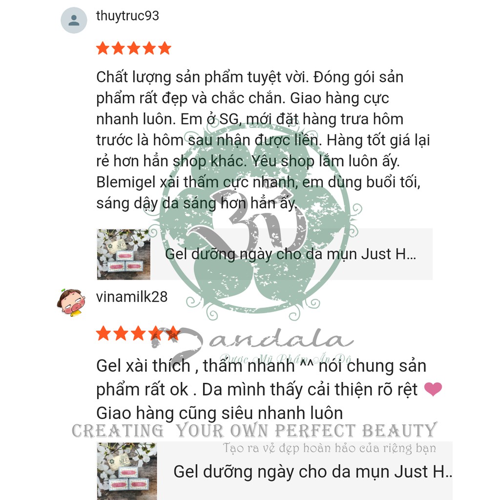 Gel dưỡng ngày cho da mụn Just Herbs Blemigel anti blemish