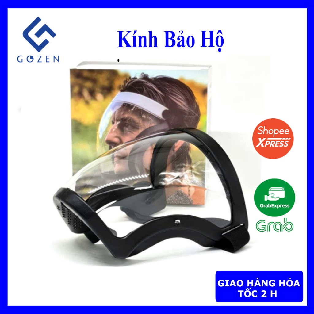 Kính chống giọt bắn Gozen Store, kính chống dịch viền đen bảo vệ sức khỏe không mờ hơi nước, chống giọt bắn