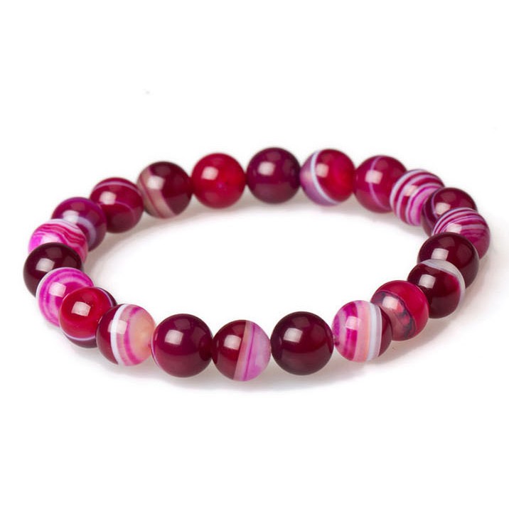 Vòng tay mã não có dây hoa hồng tự nhiên Hạt 6-12mm Sọc DIY cho nữ Lắc tay