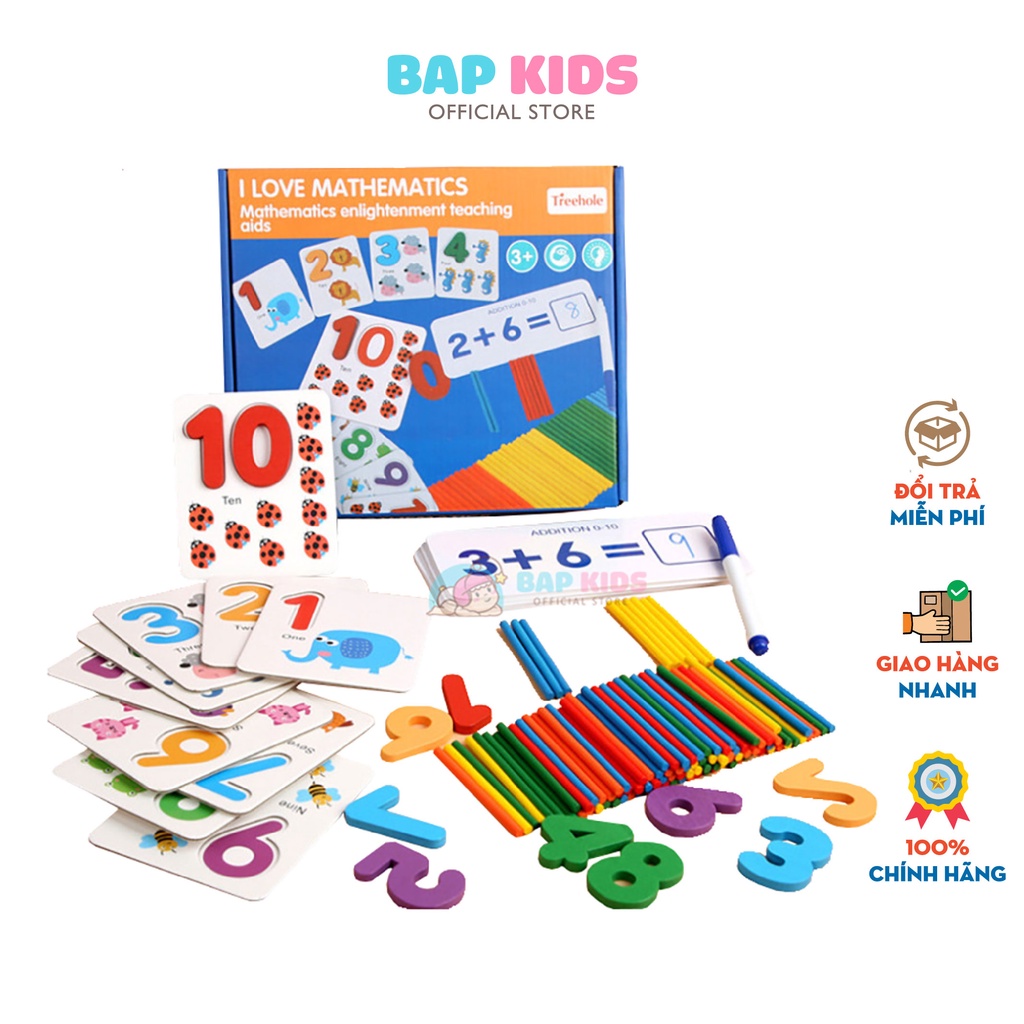 [Mã BMBAU50 giảm 10% đơn 99k] Đồ chơi giáo dục BAPKIDS, Bộ học toán kèm que tính