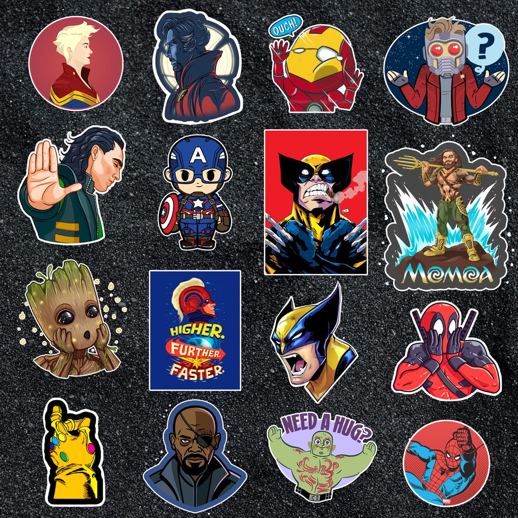 Sticker Marvel DC Comics chống nước sticker dán laptop, điện thoại, đàn guitar, mũ bảo hiểm, vali, xe máy