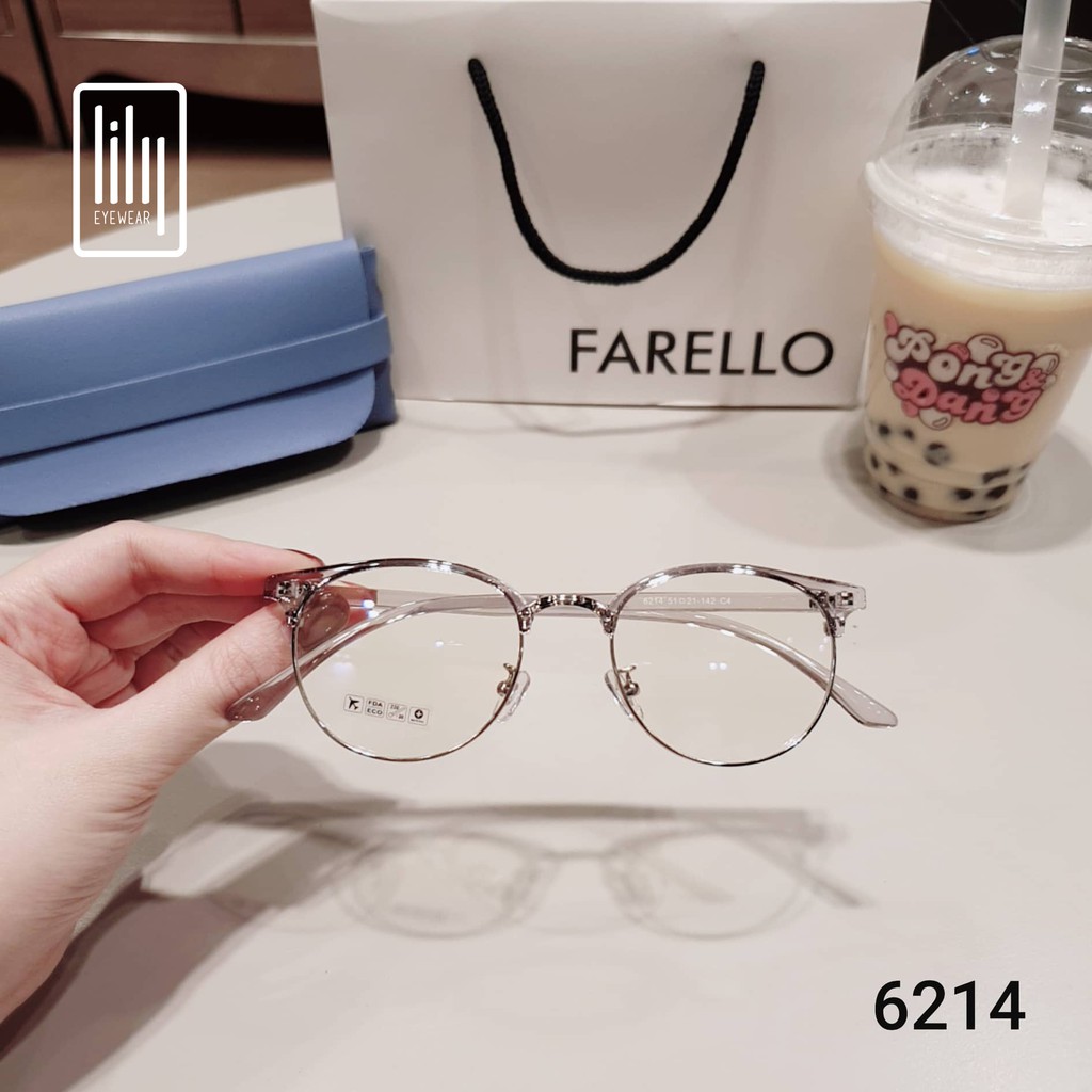 [Mã FARSBREST30 giảm 10% đơn 99K] Gọng kính nam nữ Lilyeyewear kim loại càng nhựa, mắt tròn, nhiều màu - 6214