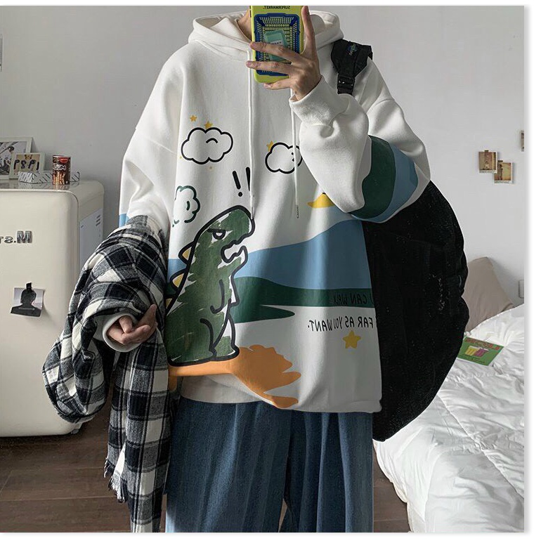 ÁO HODDIES KHỦNG LONG CÓ MŨ CỰC CHẤT HOẠ TIẾT ĐẸP 2021 THỜI TRANG LANA FASHION