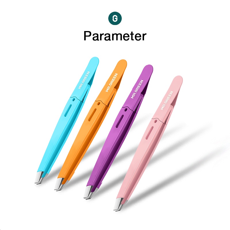 Mr-Green Nhíp tỉa lông mày MR.GREEN thiết kế đầu xiên bằng thép không gỉ nhiều màu sắc