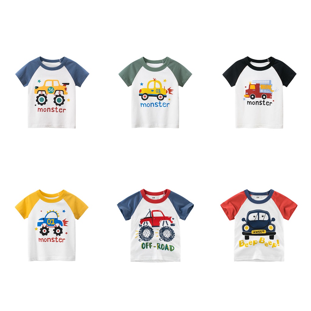 Áo thun cho bé trai 27KIDS áo phông cộc tay bé trai Monster chất cotton hàng xuất Âu Mỹ