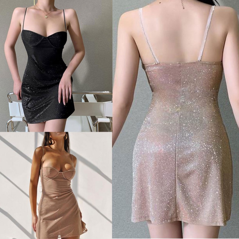 Đầm không tay dáng ôm Cổ Khoét Sâu Thiết Kế Hở Lưng Quyến Rũ