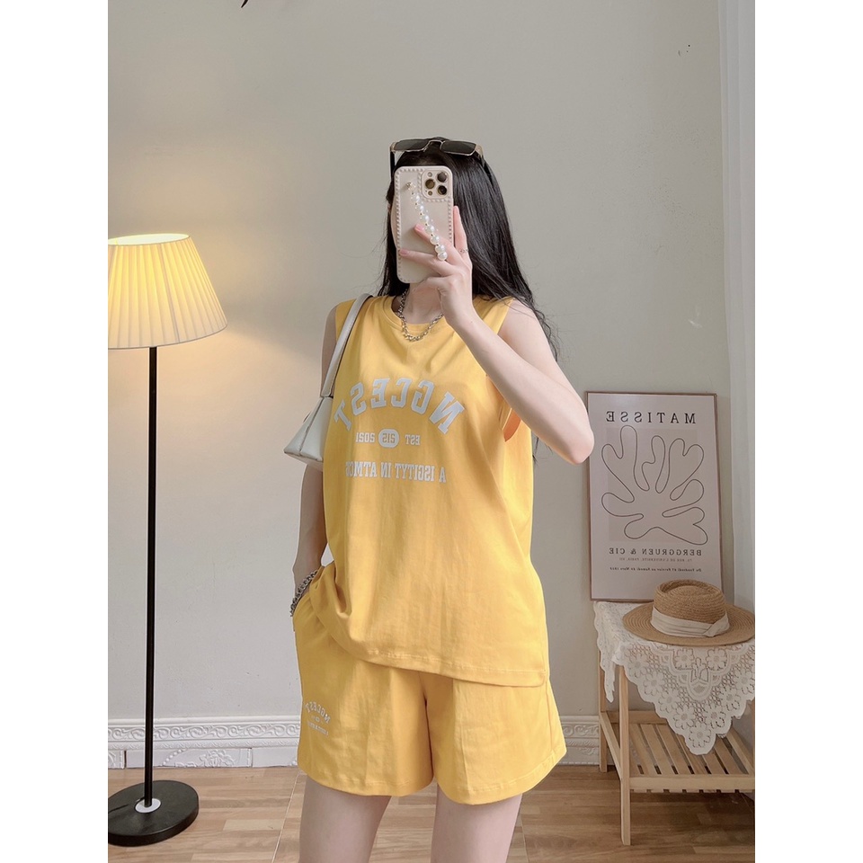 Bộ đồ nữ mặc nhà kiểu dáng thể thao năng động in chữ, chất vải thun cao cấp co giãn_BoChu