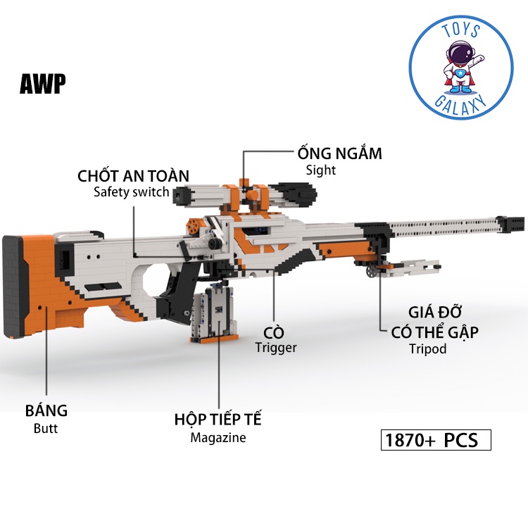 Đồ Chơi Lắp Ráp PUBG Mô Hình AWP Asiimov MOC Kevin183 Trong Game CSGO Cảnh Sát Quân Đội