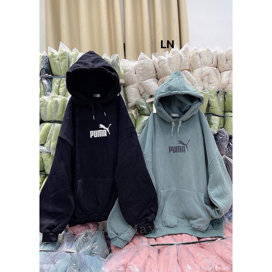 Áo hodie puma Áo nỉ cotton form đại tay bồng ,ln