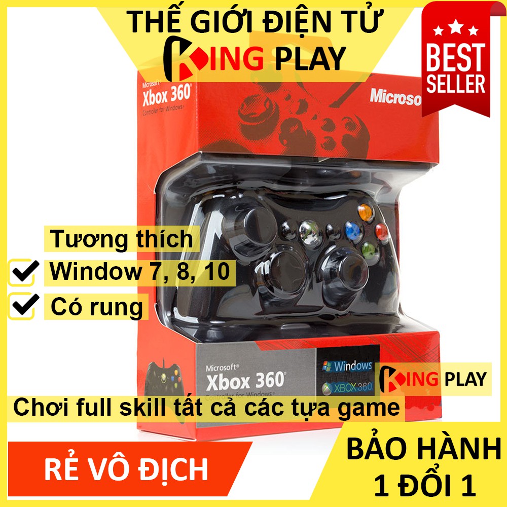 Tay cầm Chơi Game Xbox 360 có dây - Tay Cầm chơi game PC Laptop chơi full skill all game PC Fifa online 4 Fo4, Pes