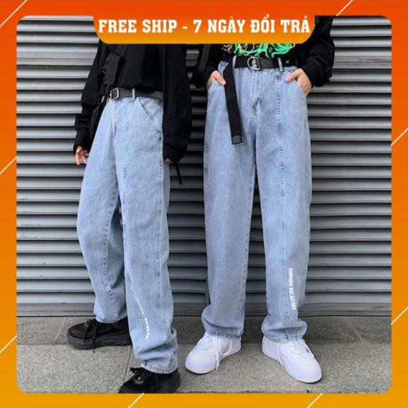quần jean ống rộng baggy lưng cao nam nữ unisex | BigBuy360 - bigbuy360.vn
