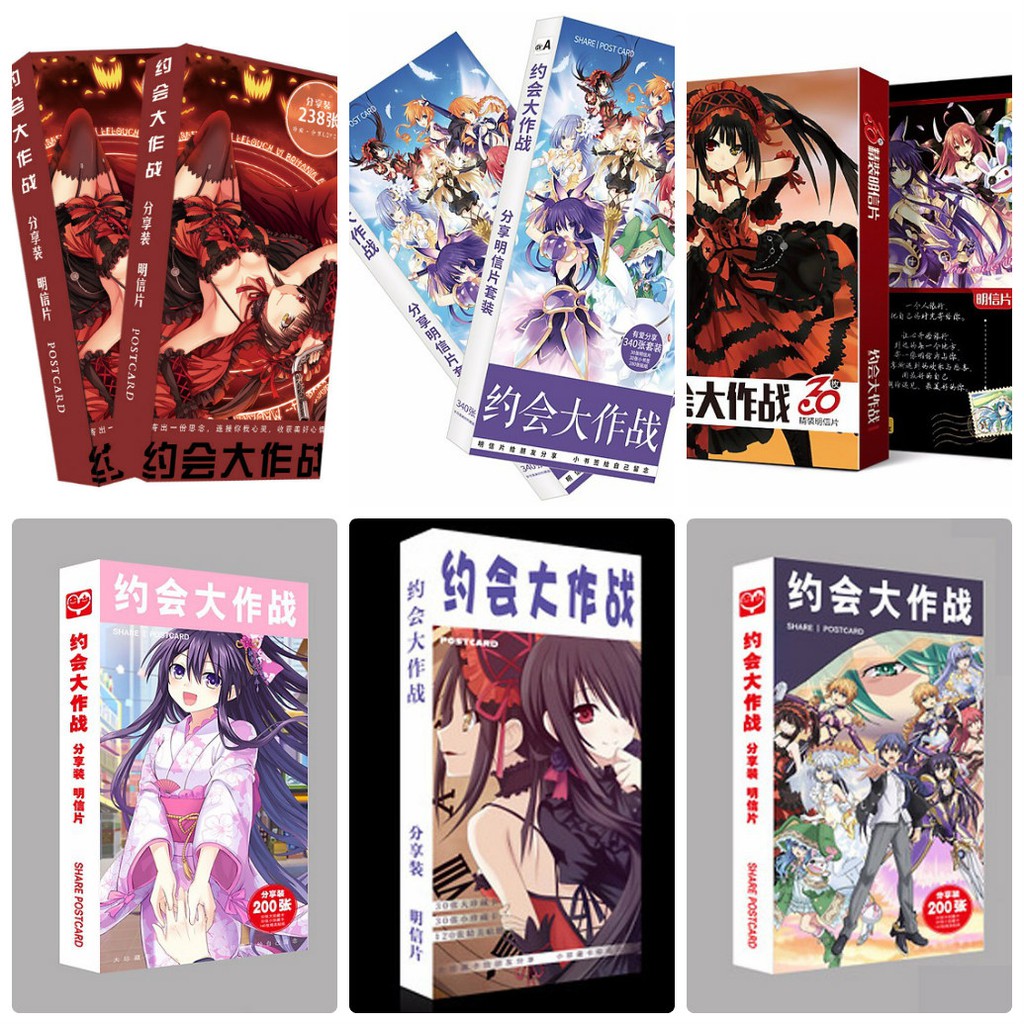 Postcard Date a live hộp ảnh bộ ảnh có ảnh dán + lomo + postcard bưu thiếp anime chibi quà tặng độc đáo