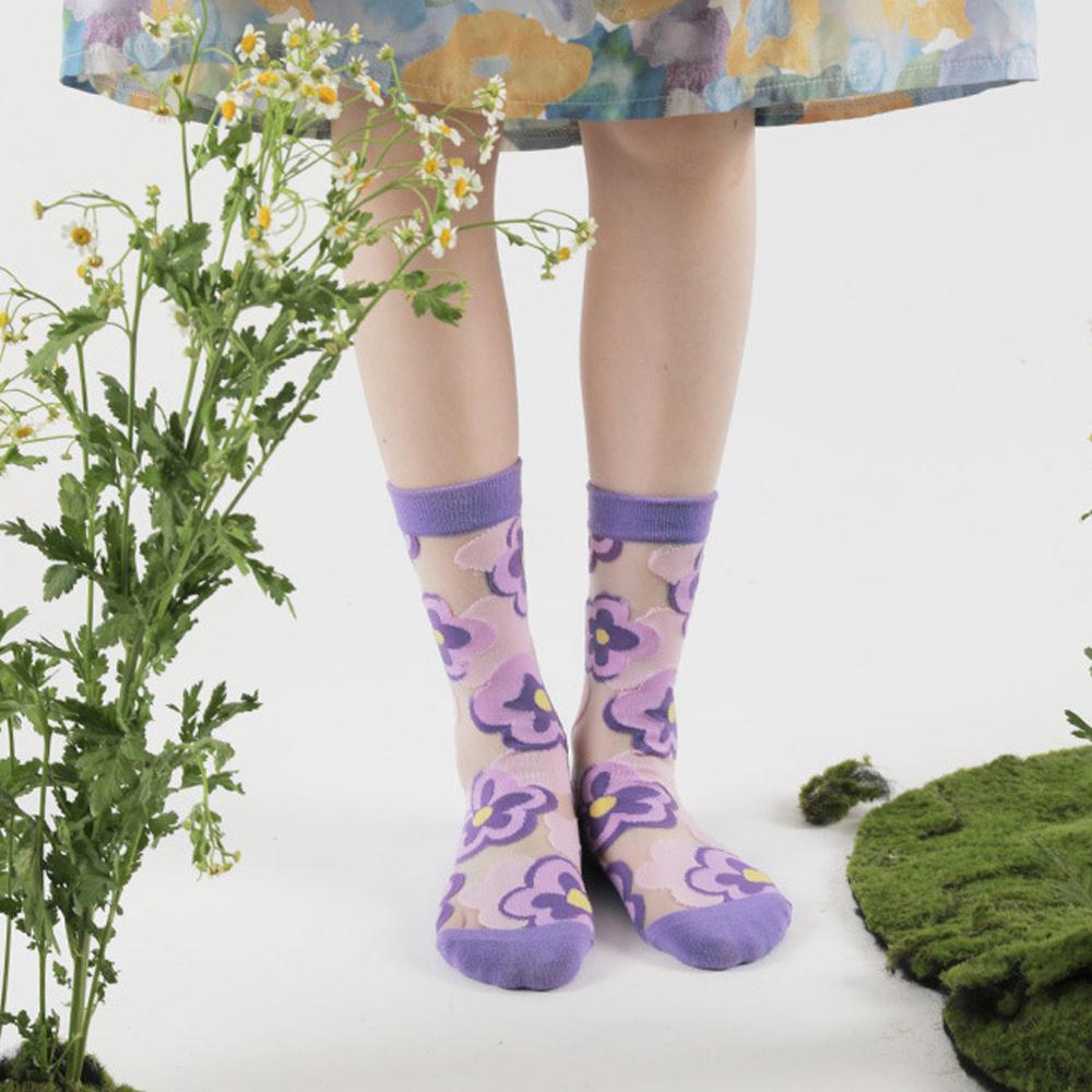 Mocho Đôi Vớ In Hoa Cá Tính Nghệ Thuật Phong Cách Đường Phố Hàn Quốc