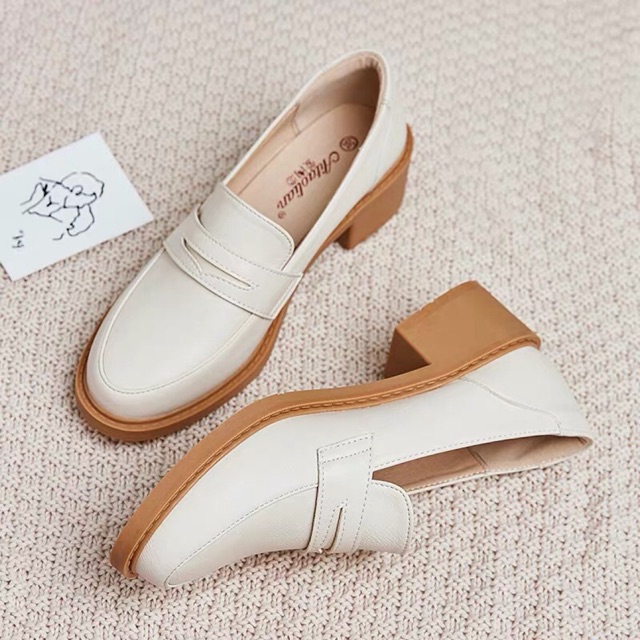 Giày oxfort da lì 2 màu