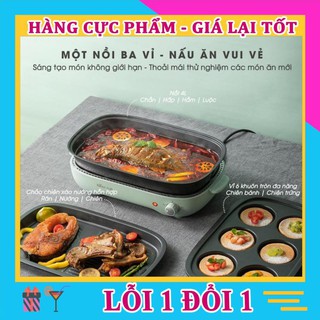 HOT - Nồi lẩu nướng đa năng 3in1 Bear DHG-C40D5 đi kèm 1 ngăn lẩu, 1 ngăn nướng, 1 khay nướng cupcake có thể tháo rời