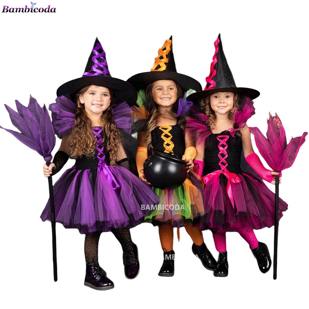 Đầm Tutu Hóa Trang Phù Thủy Halloween 2022 Cho Bé Gái