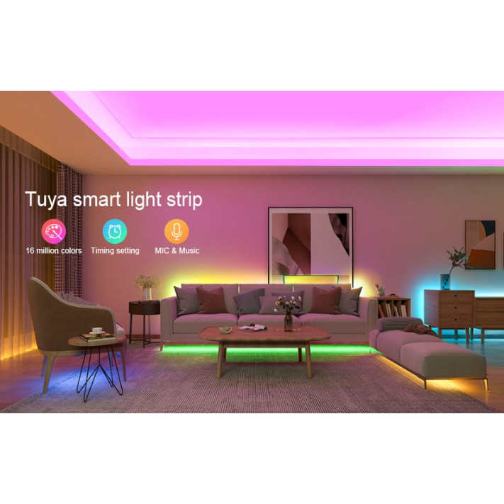 Bộ Đèn Led Dây Wifi Tuya 15m Đổi Màu RGB Nháy Theo Nhạc HUE-02