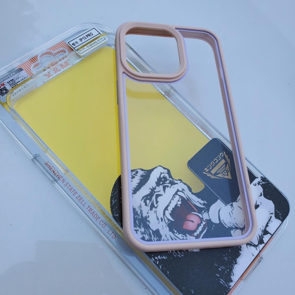 Ốp lưng trong viền màu Hiệu X&M Kingkong iPhone 13./ 13 Pro/ 13 Pro Max/ 12 Pro Max lưng trong cứng viền màu siêu đẹp