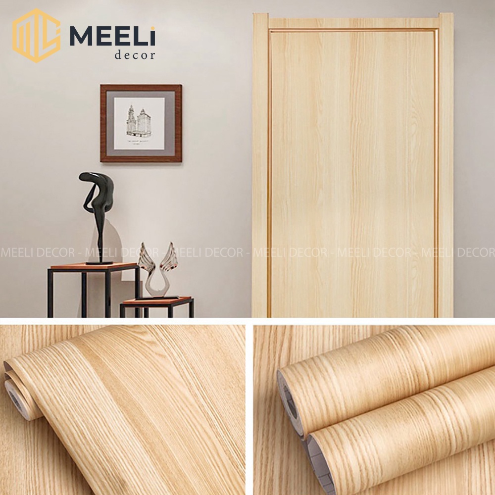 Giấy decal dán tường vân gỗ Meeli Decor nhiều màu dán phòng ngủ tủ quần áo bàn học sẵn keo, kt 3m x 60cm, ME30