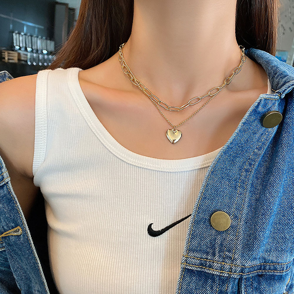 Dây Chuyền Hợp Kim Mặt Hình Trái Tim Xinh Xắn Cho Nữ