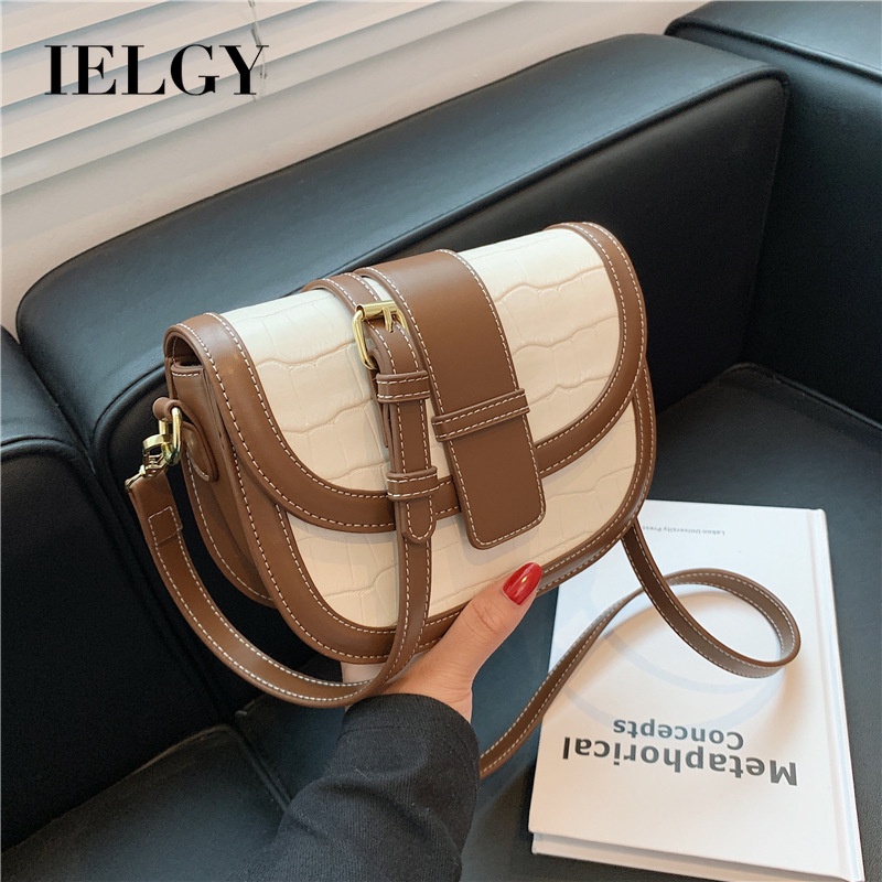 Túi đeo vai/kẹp nách IELGY hình bán nguyệt nhỏ phong cách phương Tây thời trang mùa thu thanh lịch cho nữ