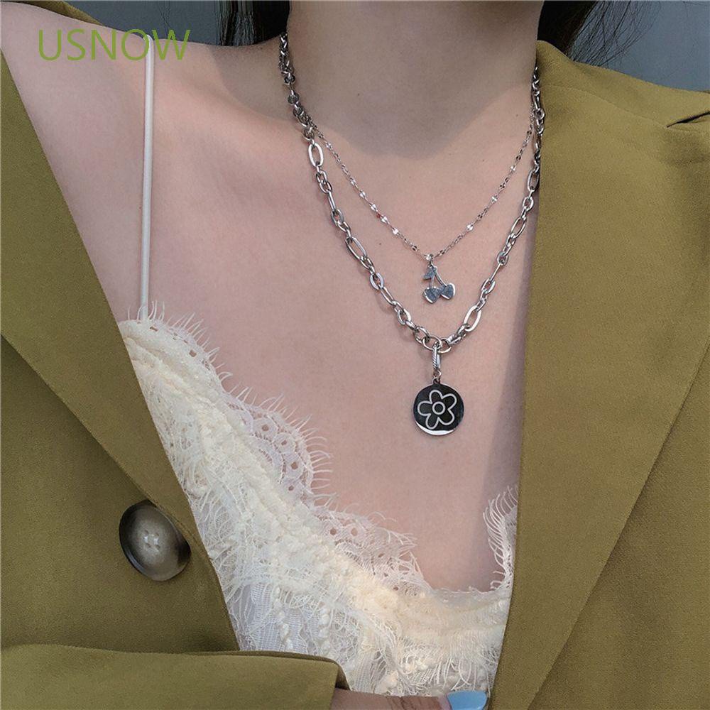 Vòng Cổ Choker Hai Lớp Mặt Hình Quả Cherry Nhiều Màu Thời Trang Cổ Điển Cho Nữ