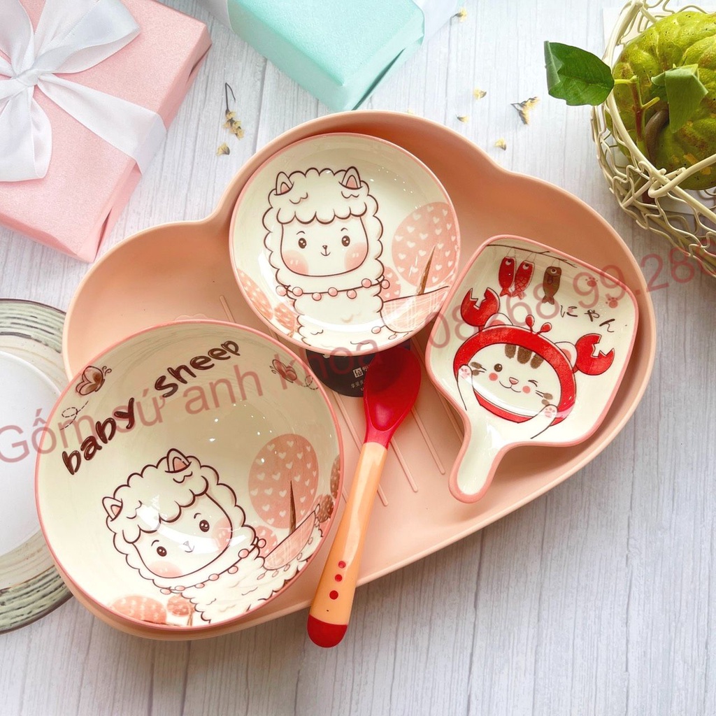 Tổng hợp Các Set Bát Ăn Cơm Trẻ Con Đĩa Sứ Bộ Chén Dĩa Sứ Dễ Thương, Ăn dặm cho bé decor xinh yêu