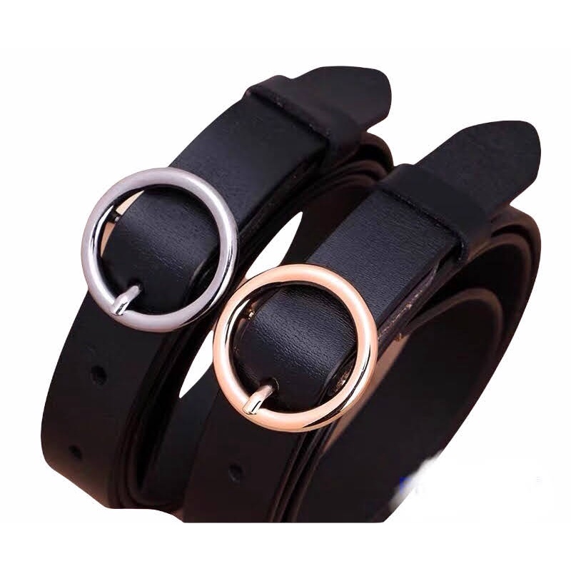 Thắt Lưng Nữ Nam Unisex Kim Tròn KT001, Dây Nịt Nam Nữ Da Mềm Mặt Vuông Tròn Thời Trang Hàn Quốc