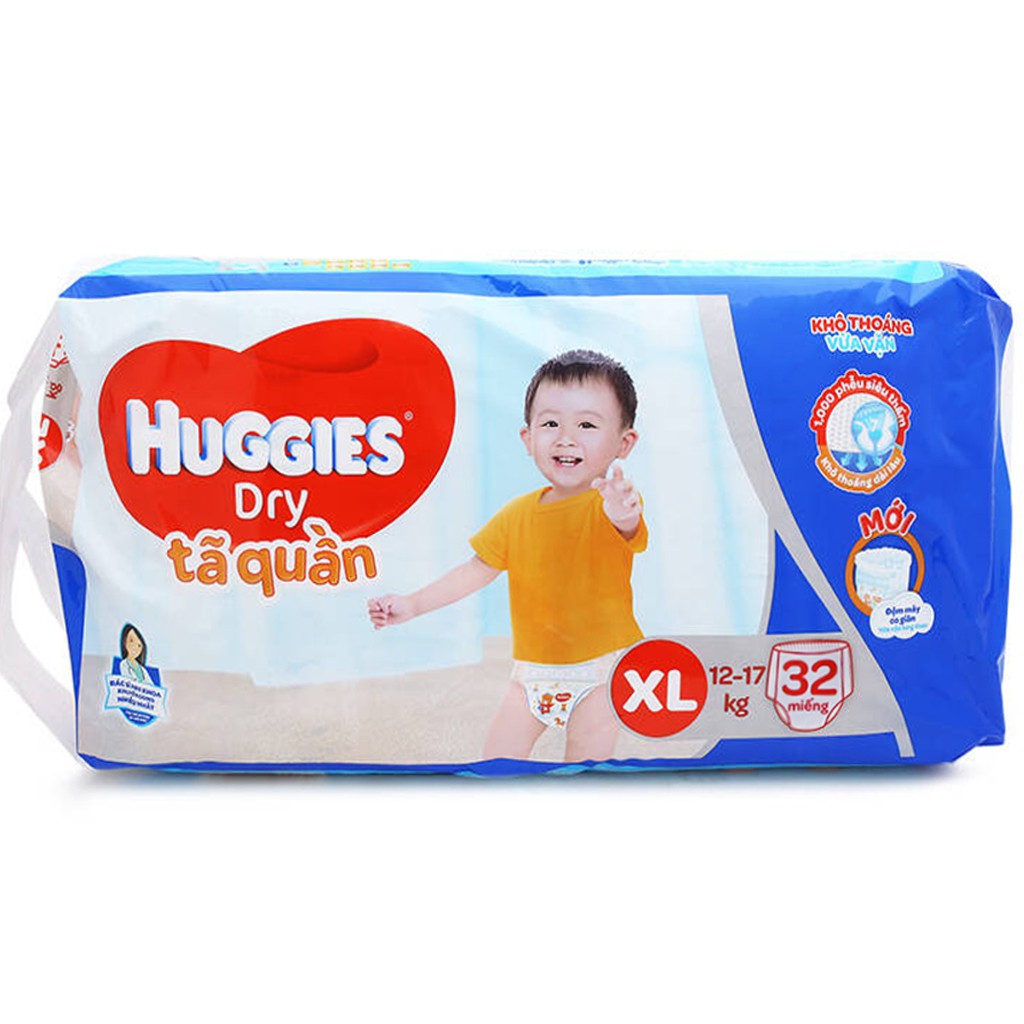 [CHÍNH HÃNG] Bỉm - Tã Quần Huggies Dry Size XL32 (Cho Bé 12-17kg)