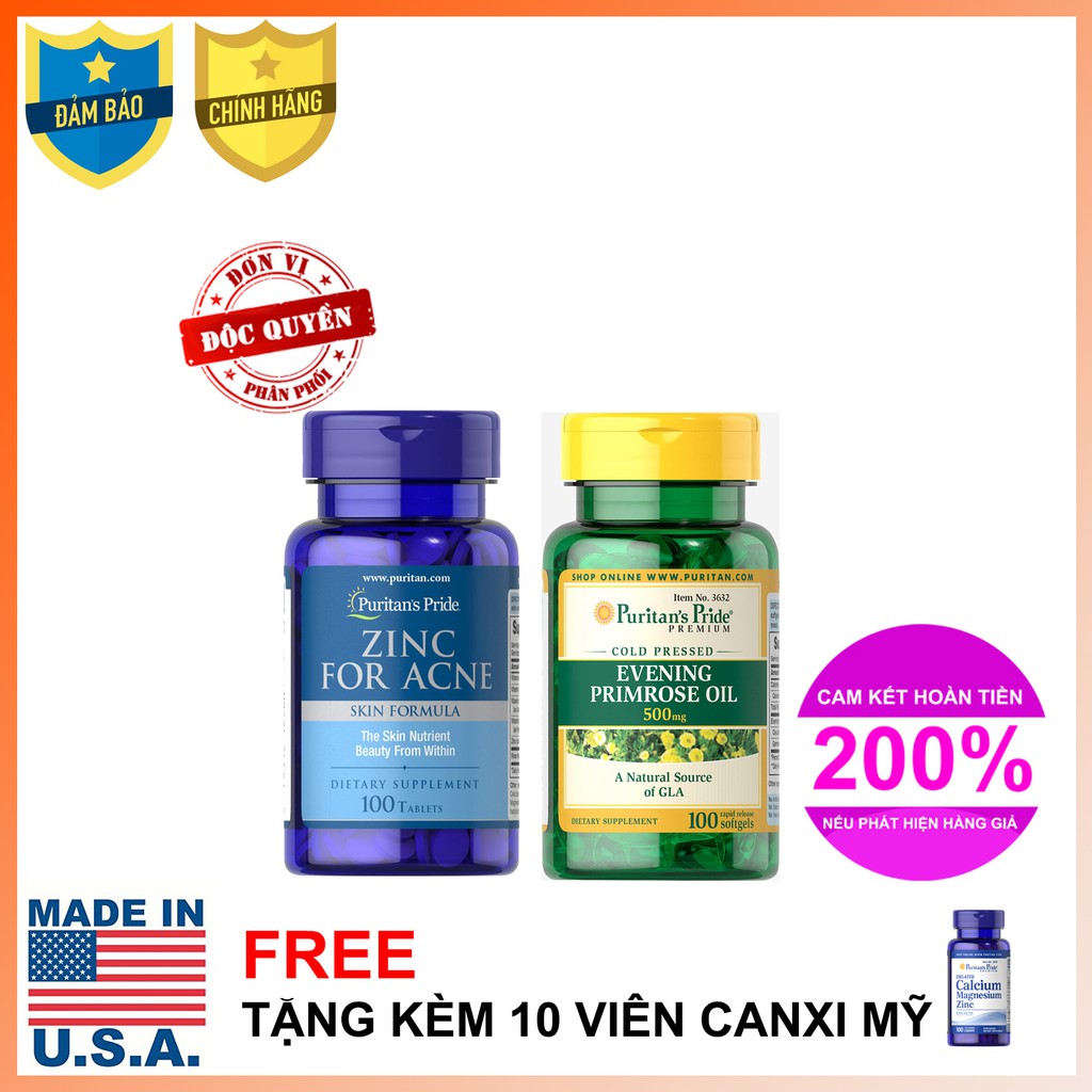  Combo làm đẹp Zinc for Ance và tinh dầu hoa anh thảo 500mg