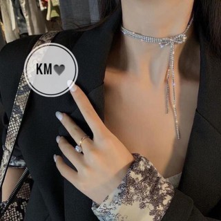 Vòng cổ nơ đính đá dây mảnh